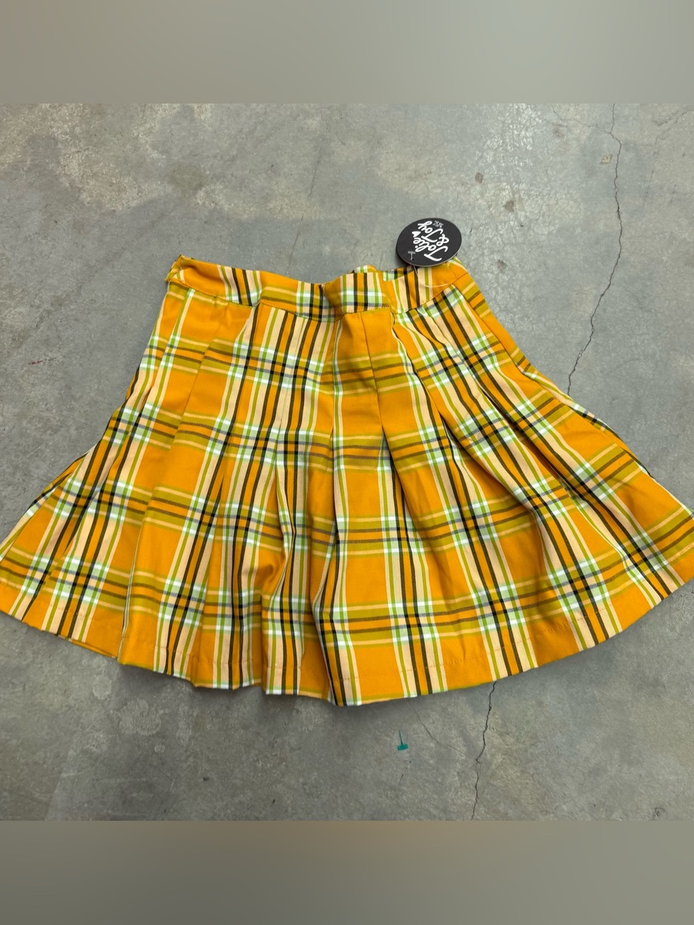 Yellow Plaid Pleated Skater Skirt